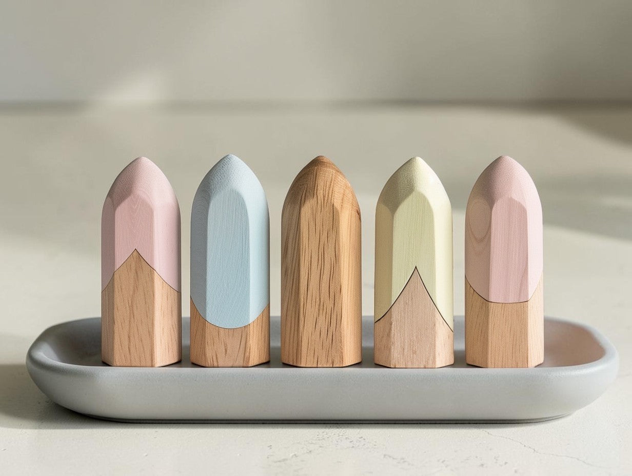 Fivt 5-Piece Wooden Finger Puppet Set with Geometric Minimalist Design