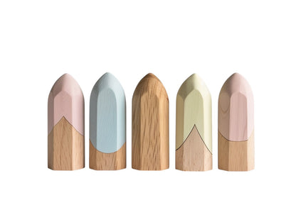 Fivt 5-Piece Wooden Finger Puppet Set with Geometric Minimalist Design