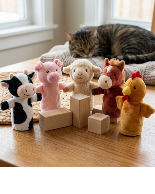 Fivt Barnpatch Plush Finger Puppets 4.1 in Set of 5 - Lifestyle view