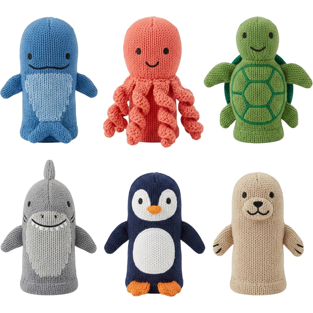 Fivt Tideknit Ocean Finger Puppets 3.5 in Set of 6 - Product view